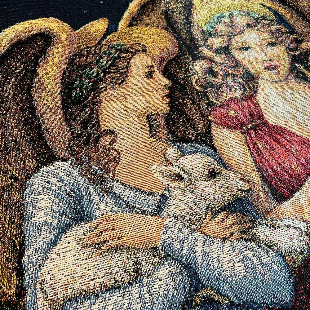 New Tapestry Angel Throw Blanket NWT & Decorative Pillow Christmas Holiday Lot